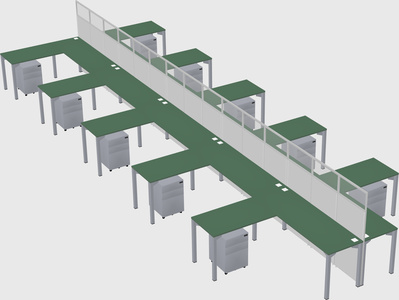 Shared l-shape cubicle