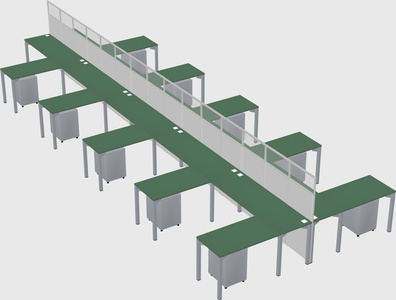 Shared l-shape cubicle