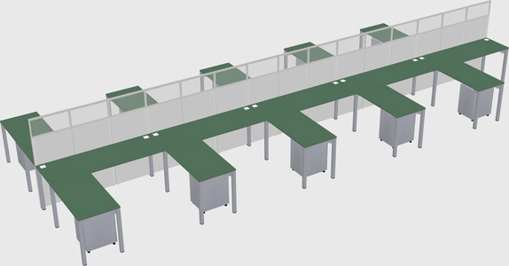Shared l-shape cubicle