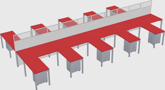 Shared l-shape cubicle