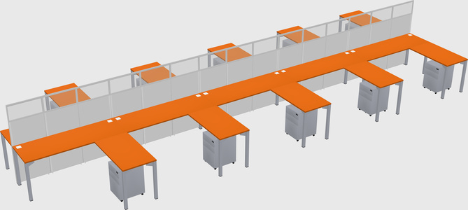 Shared l-shape cubicle