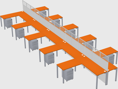 Shared l-shape cubicle