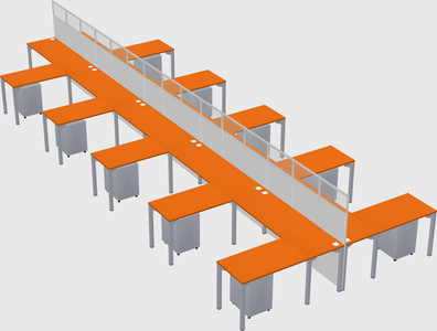 Shared l-shape cubicle