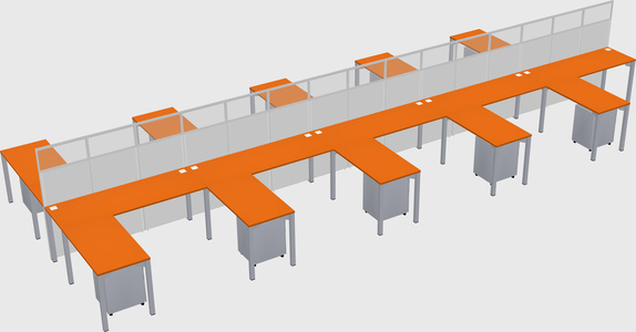 Shared l-shape cubicle