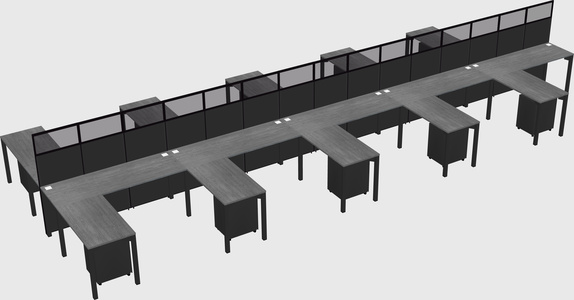 Shared l-shape cubicle