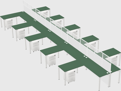 Shared l-shape cubicle