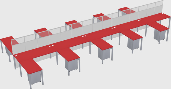 Shared l-shape cubicle