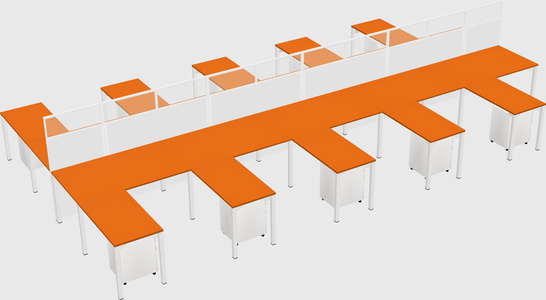 Shared l-shape cubicle
