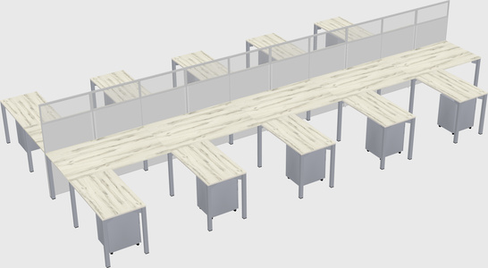 Shared l-shape cubicle