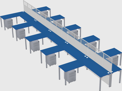 Shared l-shape cubicle