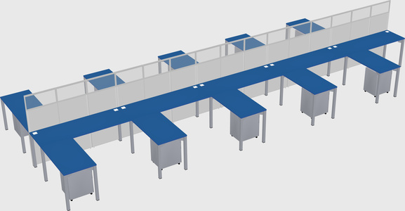 Shared l-shape cubicle