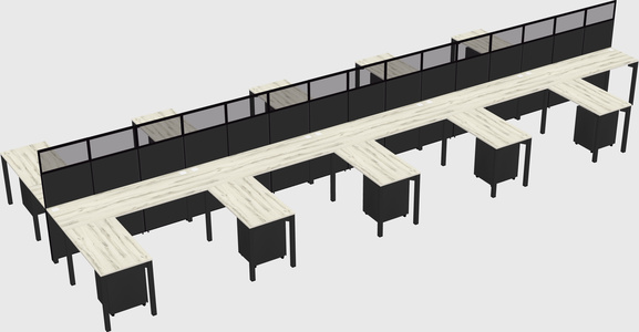 Shared l-shape cubicle
