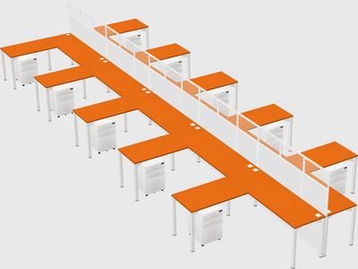 Shared l-shape cubicle