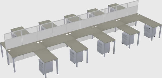 Shared l-shape cubicle