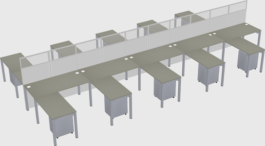 Shared l-shape cubicle