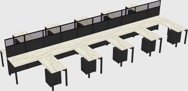 Shared l-shape cubicle