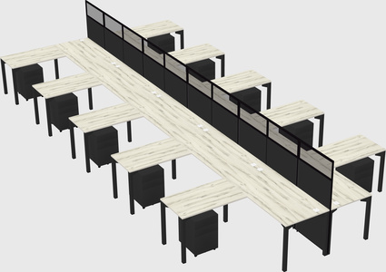 Shared l-shape cubicle