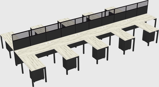 Shared l-shape cubicle