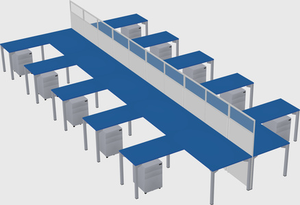 Shared l-shape cubicle