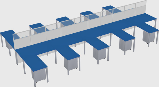 Shared l-shape cubicle