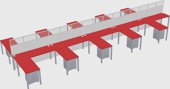 Shared l-shape cubicle