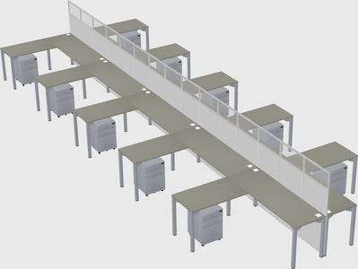 Shared l-shape cubicle