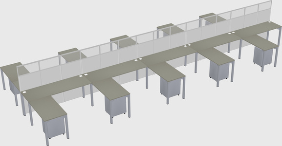 Shared l-shape cubicle