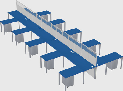 Shared l-shape cubicle