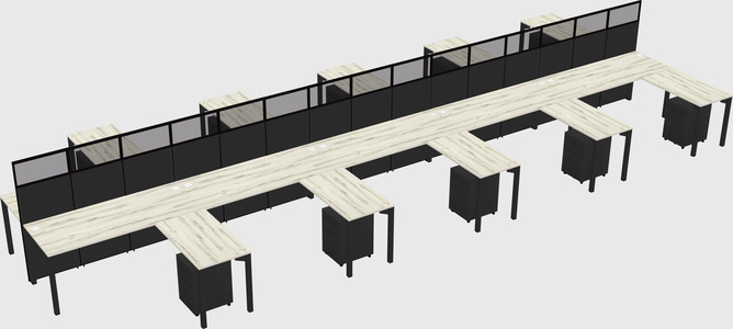 Shared l-shape cubicle