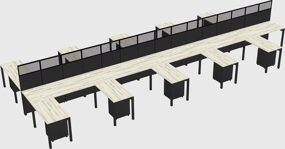 Shared l-shape cubicle