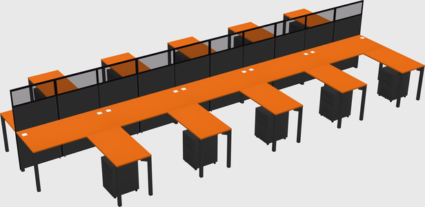 Shared l-shape cubicle