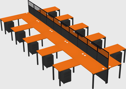 Shared l-shape cubicle