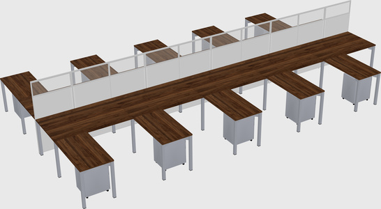 Shared l-shape cubicle