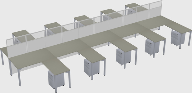 Shared l-shape cubicle