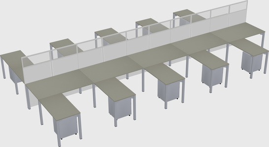 Shared l-shape cubicle