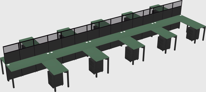 Shared l-shape cubicle