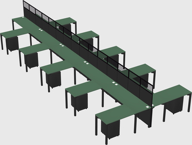 Shared l-shape cubicle