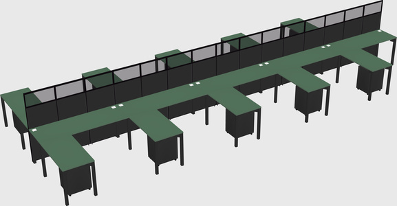 Shared l-shape cubicle