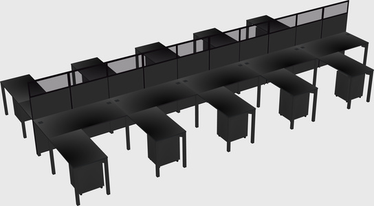 Shared l-shape cubicle