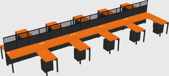 Shared l-shape cubicle