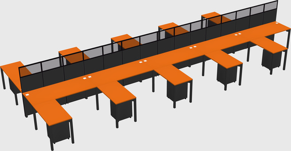 Shared l-shape cubicle
