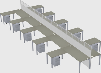 Shared l-shape cubicle