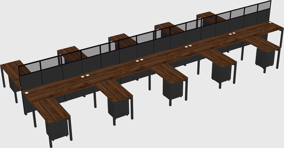 Shared l-shape cubicle