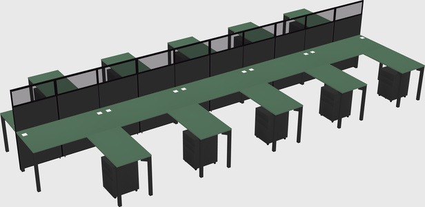 Shared l-shape cubicle