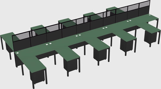 Shared l-shape cubicle