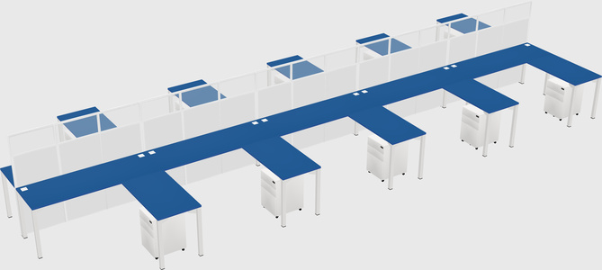 Shared l-shape cubicle