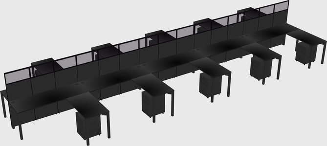 Shared l-shape cubicle