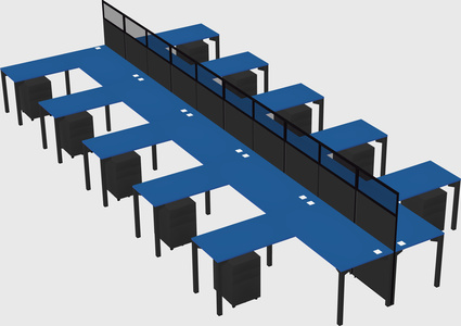 Shared l-shape cubicle