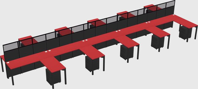 Shared l-shape cubicle