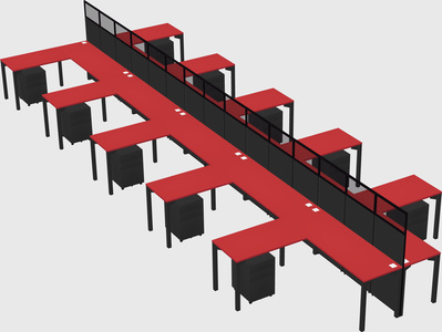 Shared l-shape cubicle